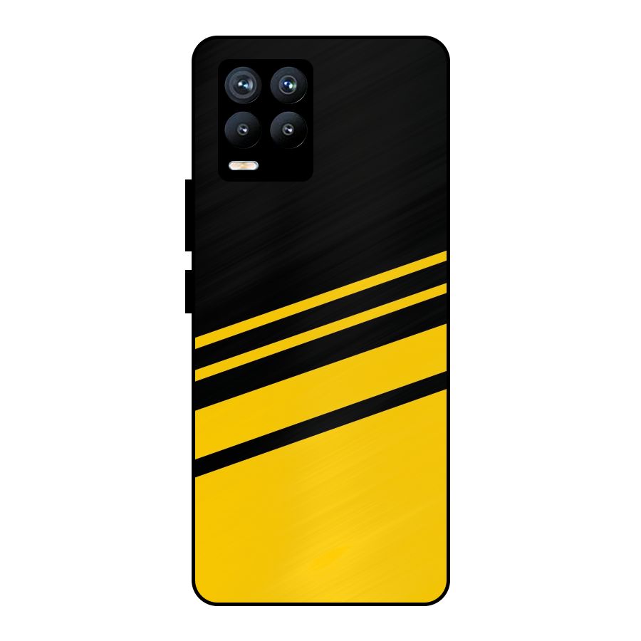Slant Yellow Stripes Metal Back Case for Realme 8 Pro