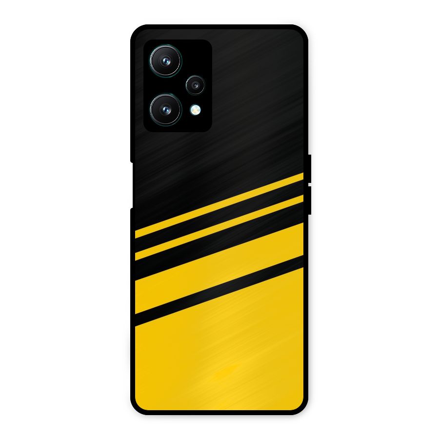 Slant Yellow Stripes Metal Back Case for Realme 9 Pro 5G