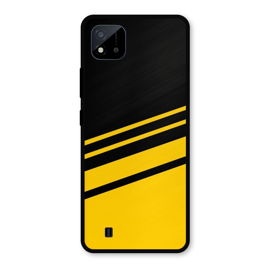 Slant Yellow Stripes Metal Back Case for Realme C11 2021