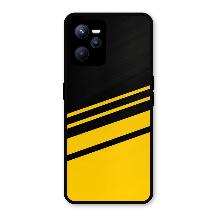 Slant Yellow Stripes Metal Back Case for Realme C35