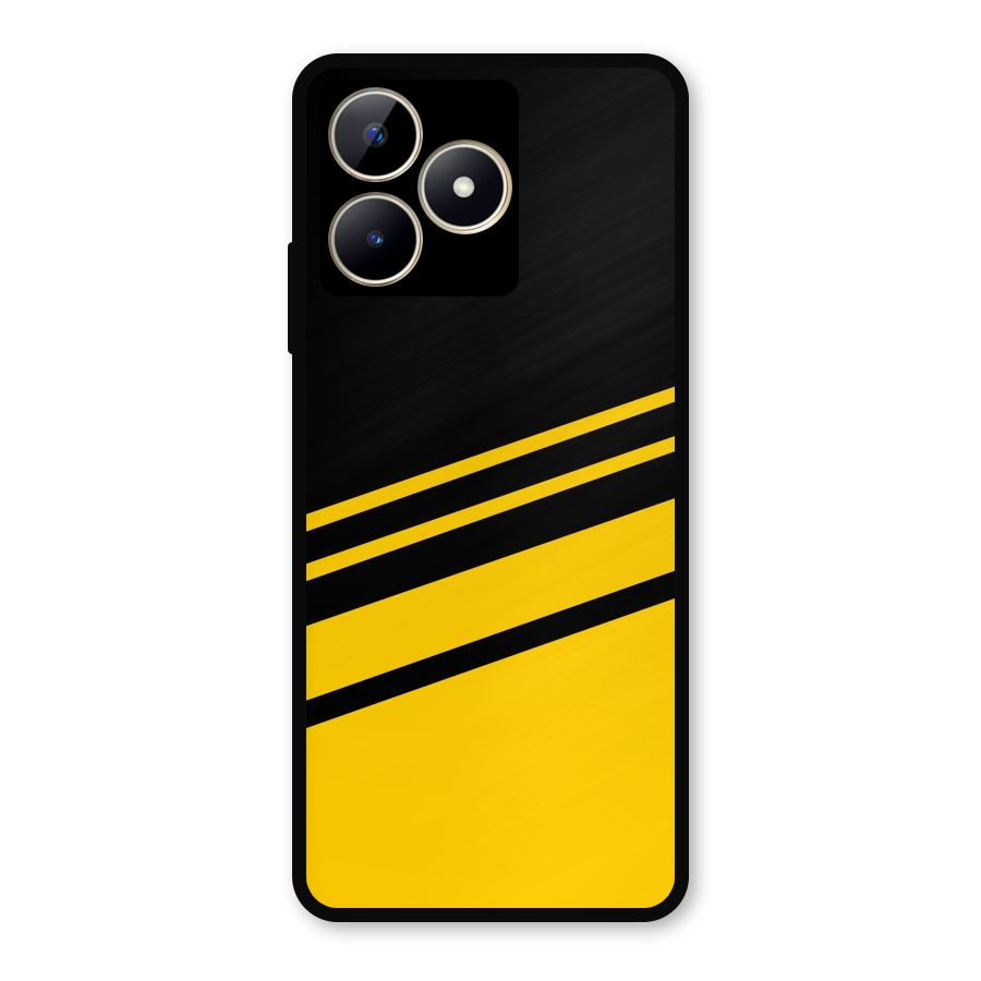 Slant Yellow Stripes Metal Back Case for Realme C53