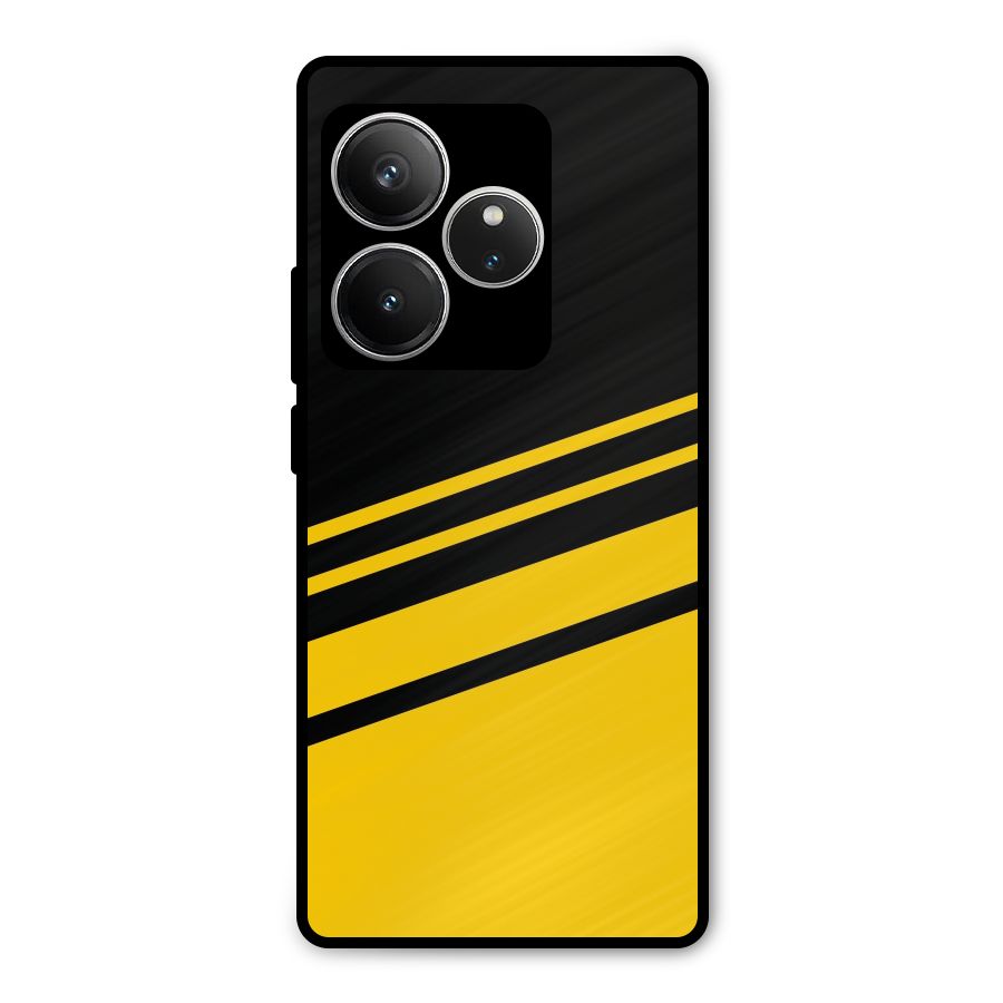 Slant Yellow Stripes Metal Back Case for Realme GT 6