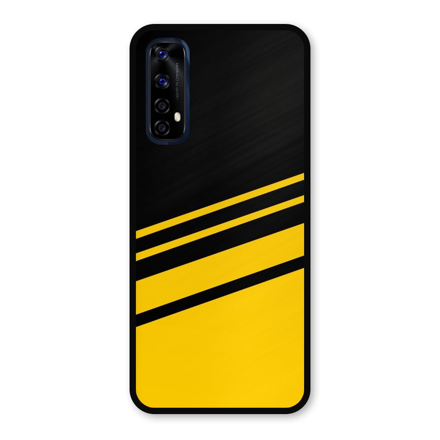 Slant Yellow Stripes Metal Back Case for Realme Narzo 20 Pro