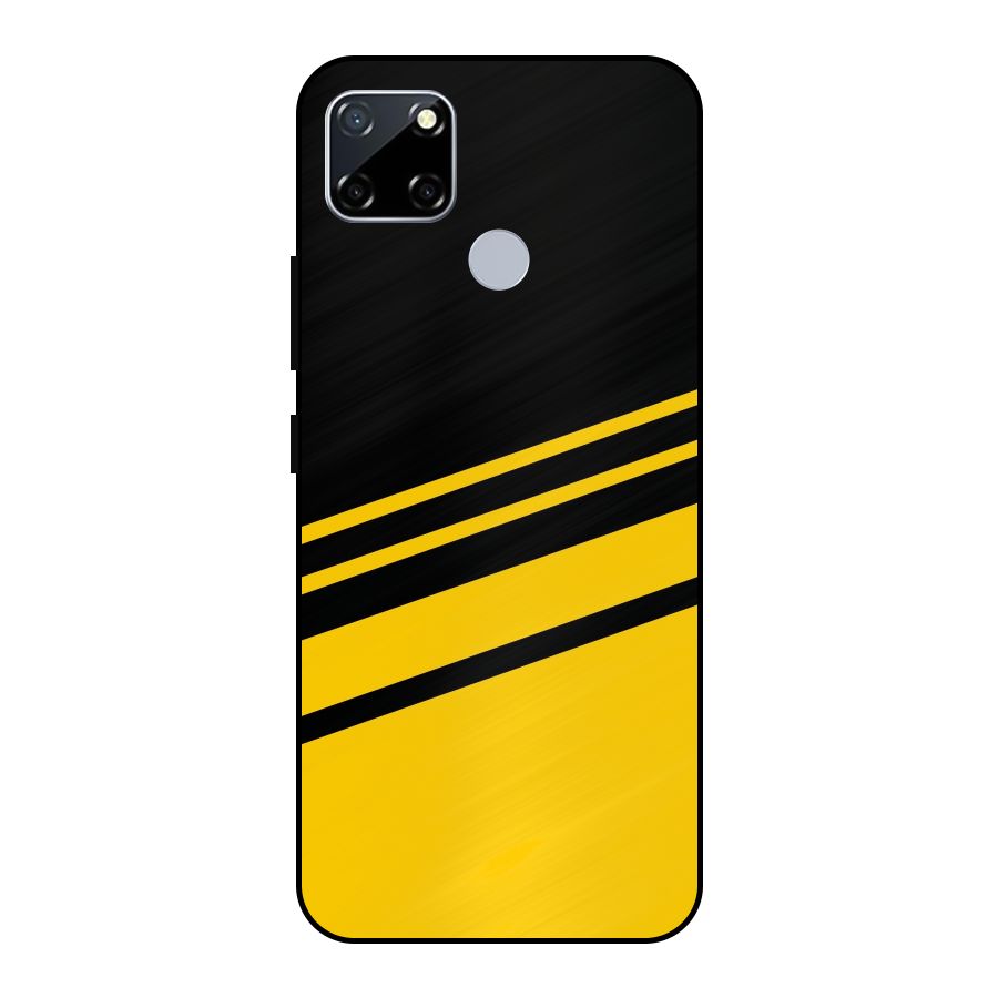 Slant Yellow Stripes Metal Back Case for Realme Narzo 30A