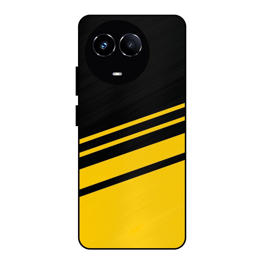 Slant Yellow Stripes Metal Back Case for Realme Narzo 60X