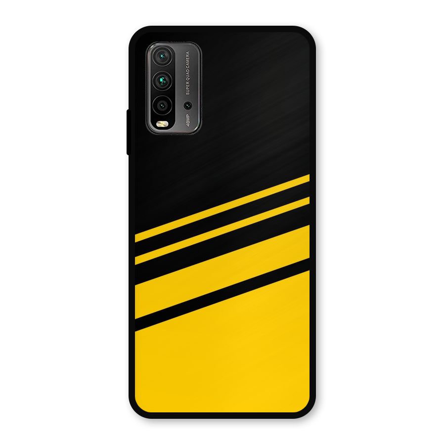 Slant Yellow Stripes Metal Back Case for Redmi 9 Power