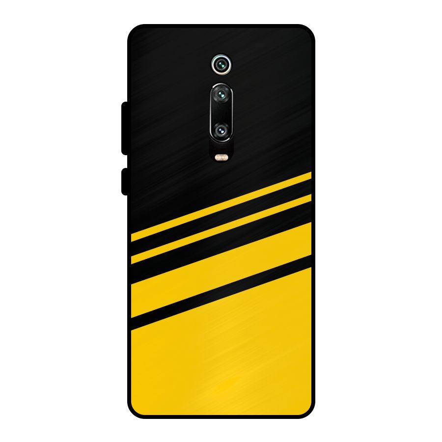 Slant Yellow Stripes Metal Back Case for Redmi K20 Pro