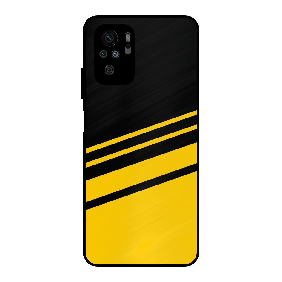 Slant Yellow Stripes Metal Back Case for Redmi Note 10S