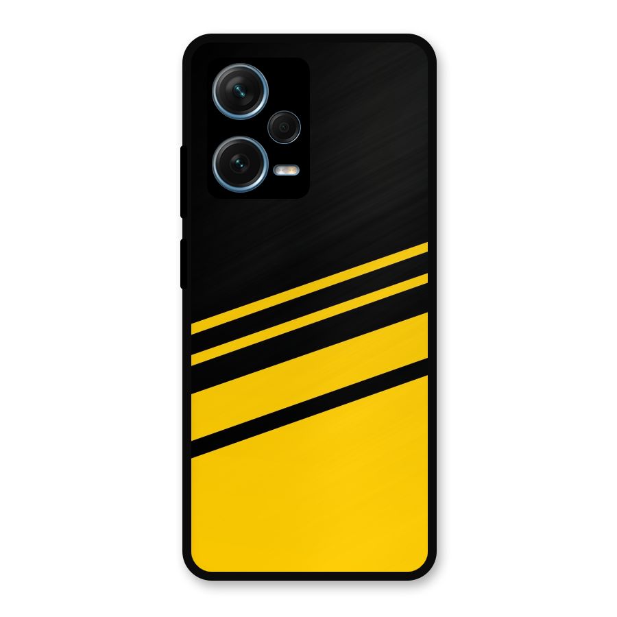 Slant Yellow Stripes Metal Back Case for Redmi Note 12 Pro Plus 5G