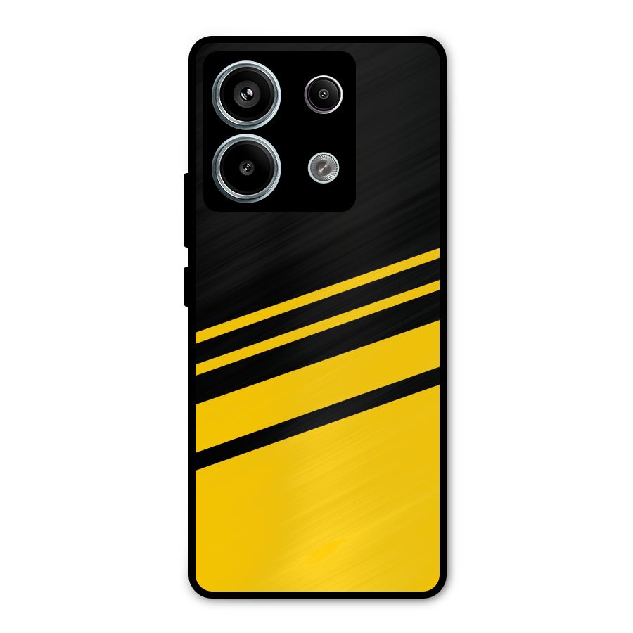 Slant Yellow Stripes Metal Back Case for Redmi Note 13 Pro 5G