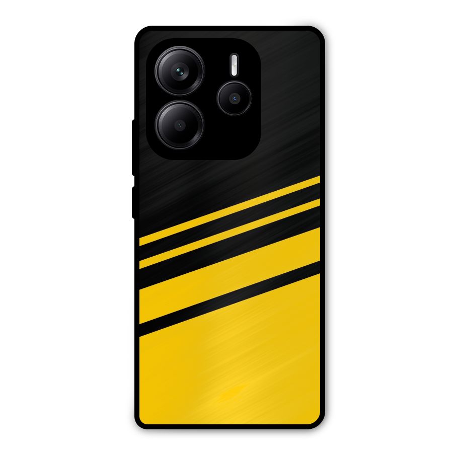 Slant Yellow Stripes Metal Back Case for Redmi Note 14 5G