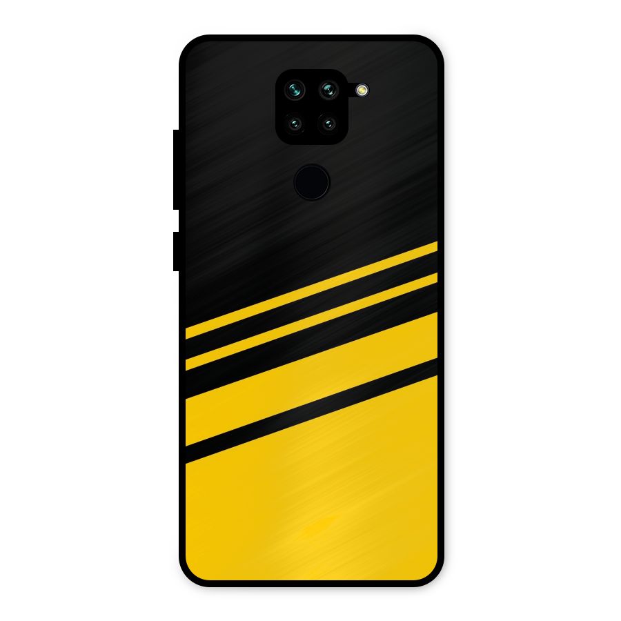 Slant Yellow Stripes Metal Back Case for Redmi Note 9