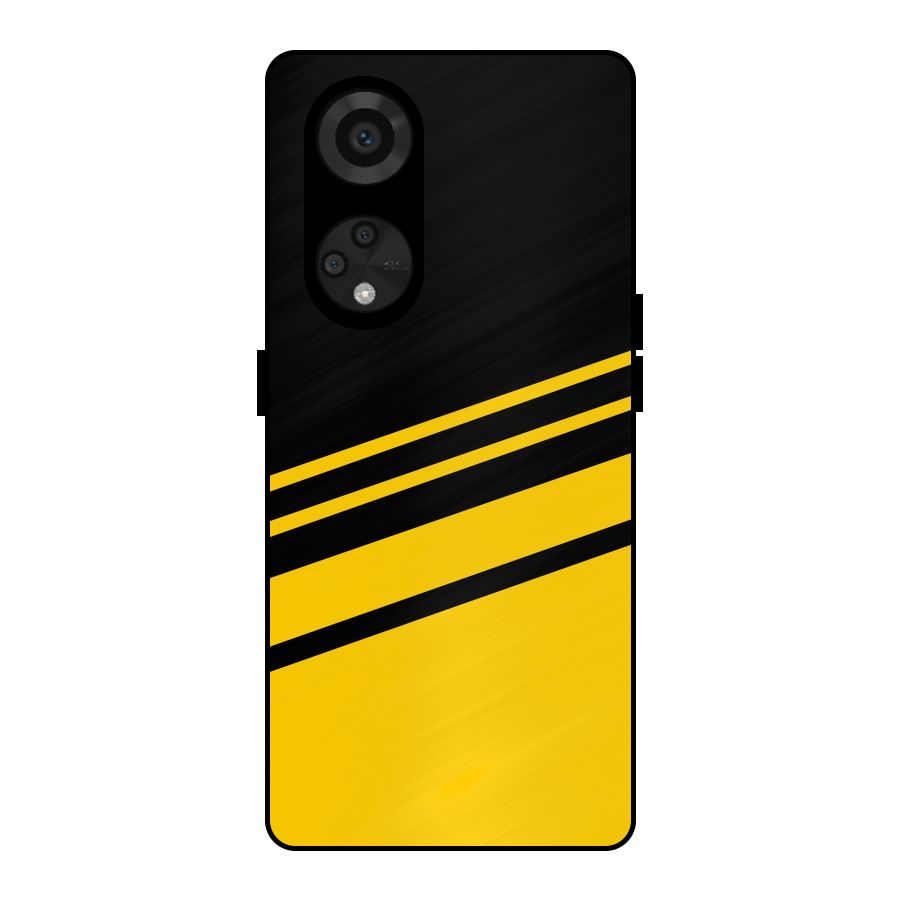 Slant Yellow Stripes Metal Back Case for Reno8 T 5G