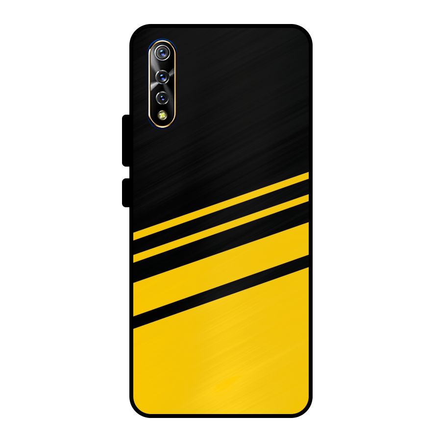 Slant Yellow Stripes Metal Back Case for Vivo S1