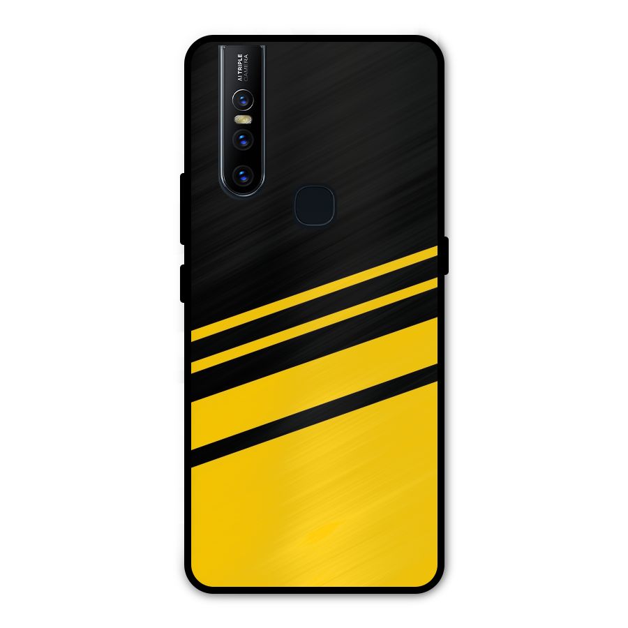 Slant Yellow Stripes Metal Back Case for Vivo V15