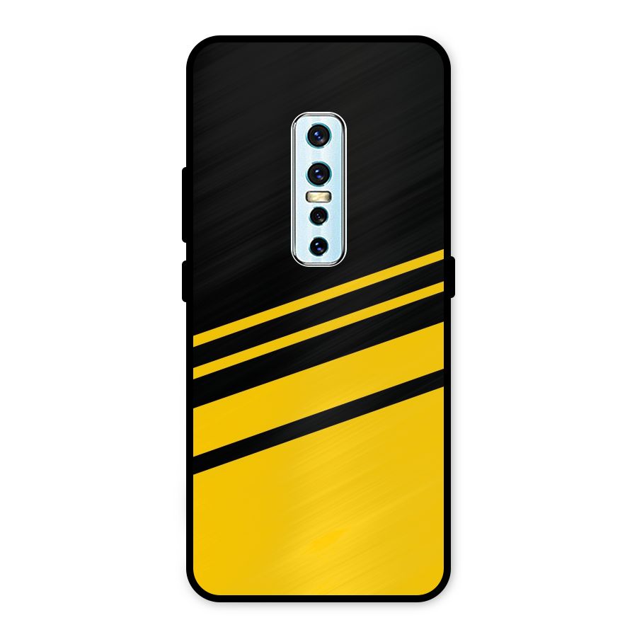Slant Yellow Stripes Metal Back Case for Vivo V17 Pro