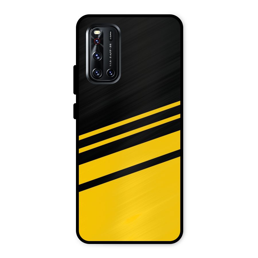 Slant Yellow Stripes Metal Back Case for Vivo V19