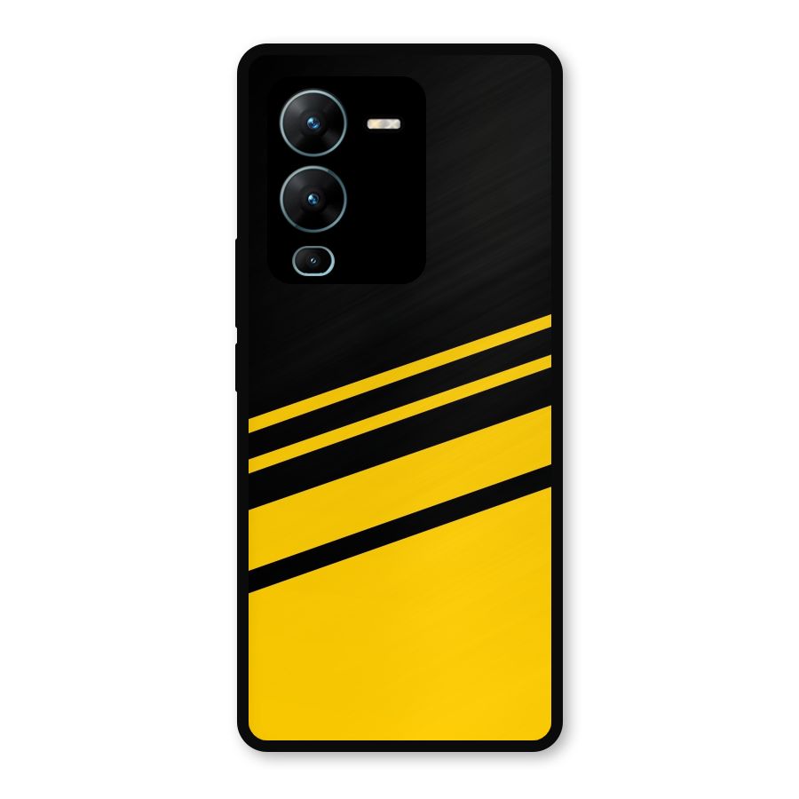 Slant Yellow Stripes Metal Back Case for Vivo V25 Pro