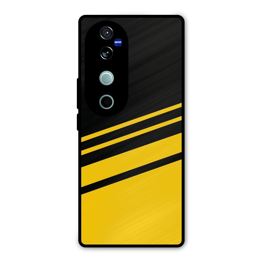 Slant Yellow Stripes Metal Back Case for Vivo V40