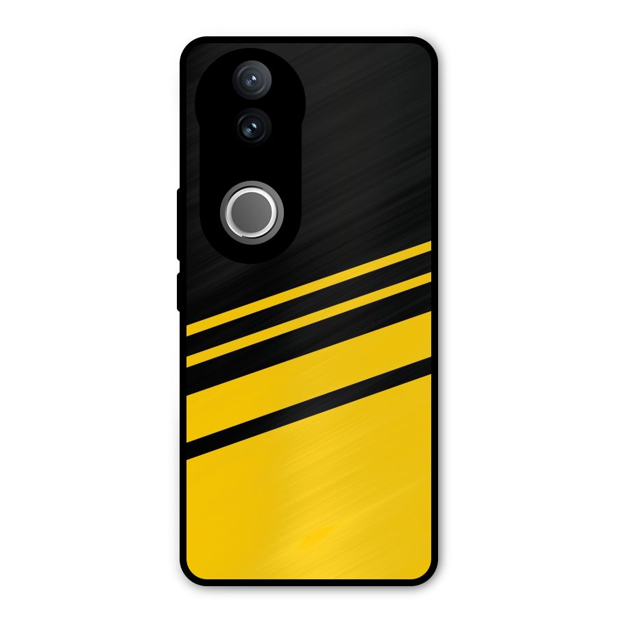 Slant Yellow Stripes Metal Back Case for Vivo V50