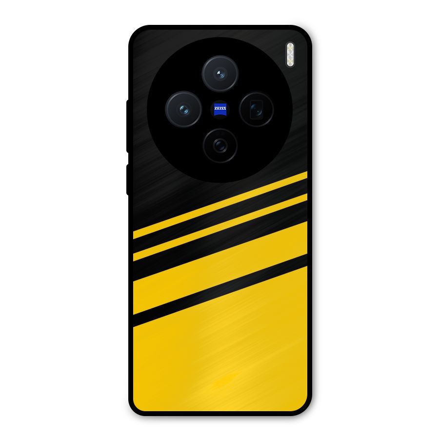 Slant Yellow Stripes Metal Back Case for Vivo X200