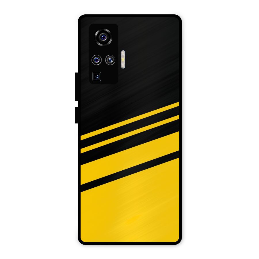 Slant Yellow Stripes Metal Back Case for Vivo X50 Pro