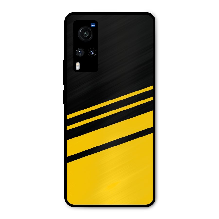 Slant Yellow Stripes Metal Back Case for Vivo X60