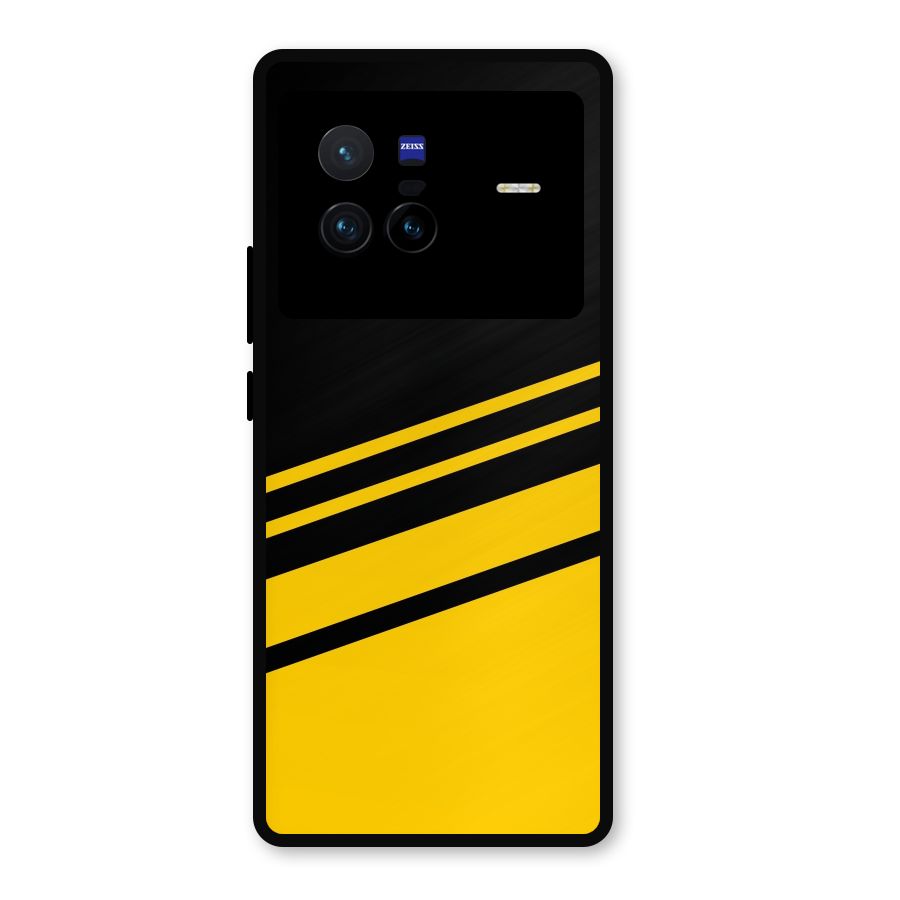 Slant Yellow Stripes Metal Back Case for Vivo X80