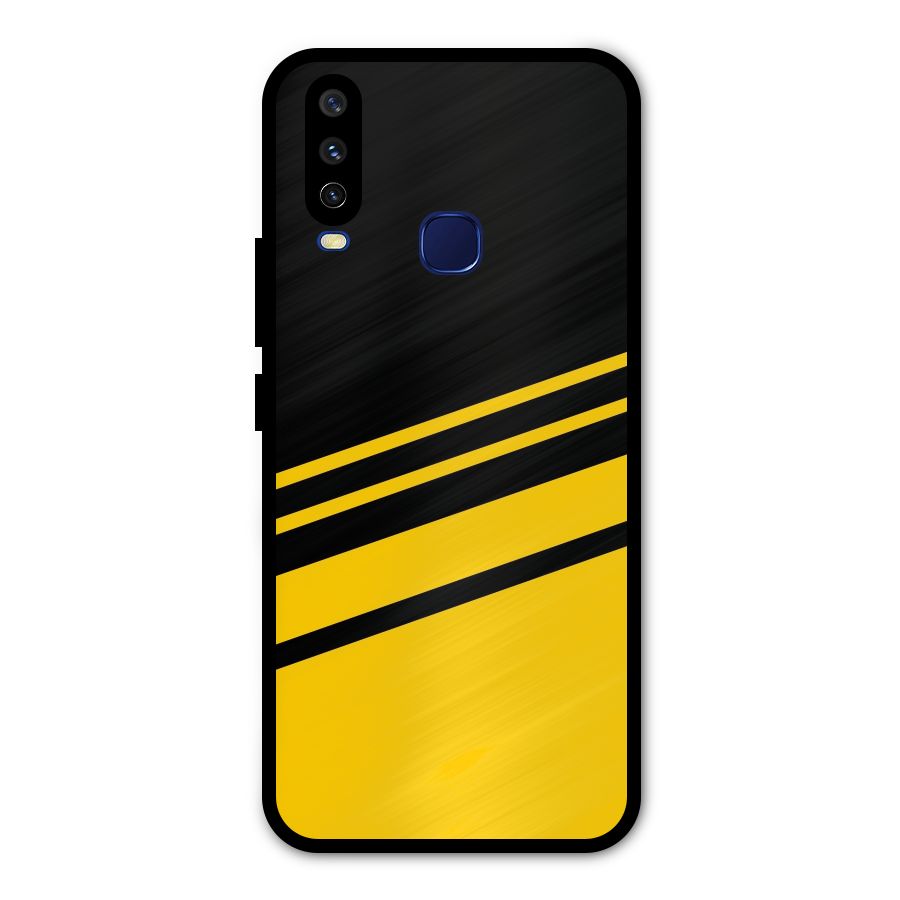 Slant Yellow Stripes Metal Back Case for Vivo Y15