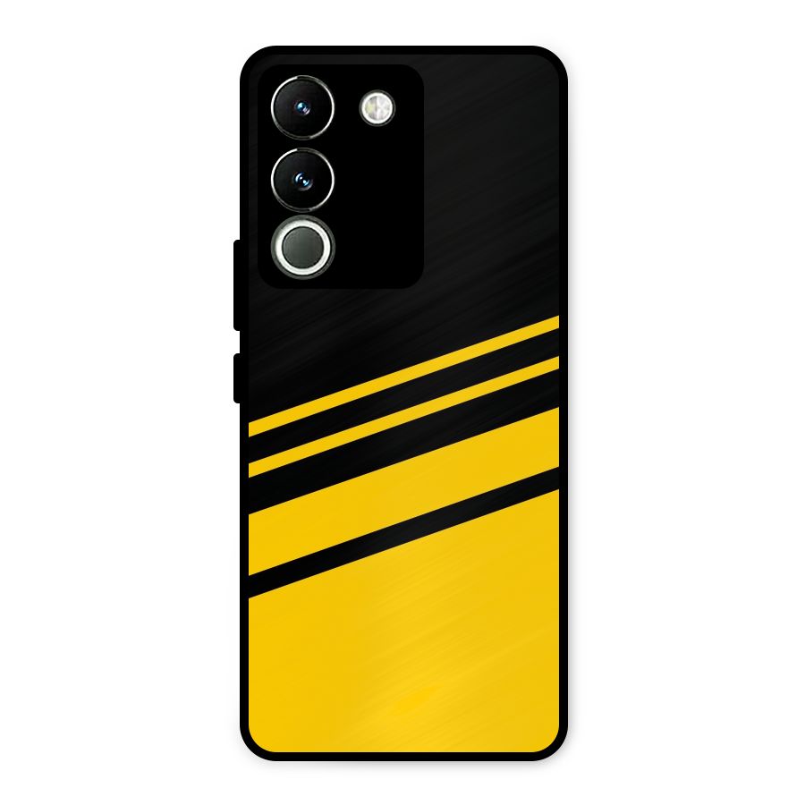 Slant Yellow Stripes Metal Back Case for Vivo Y200