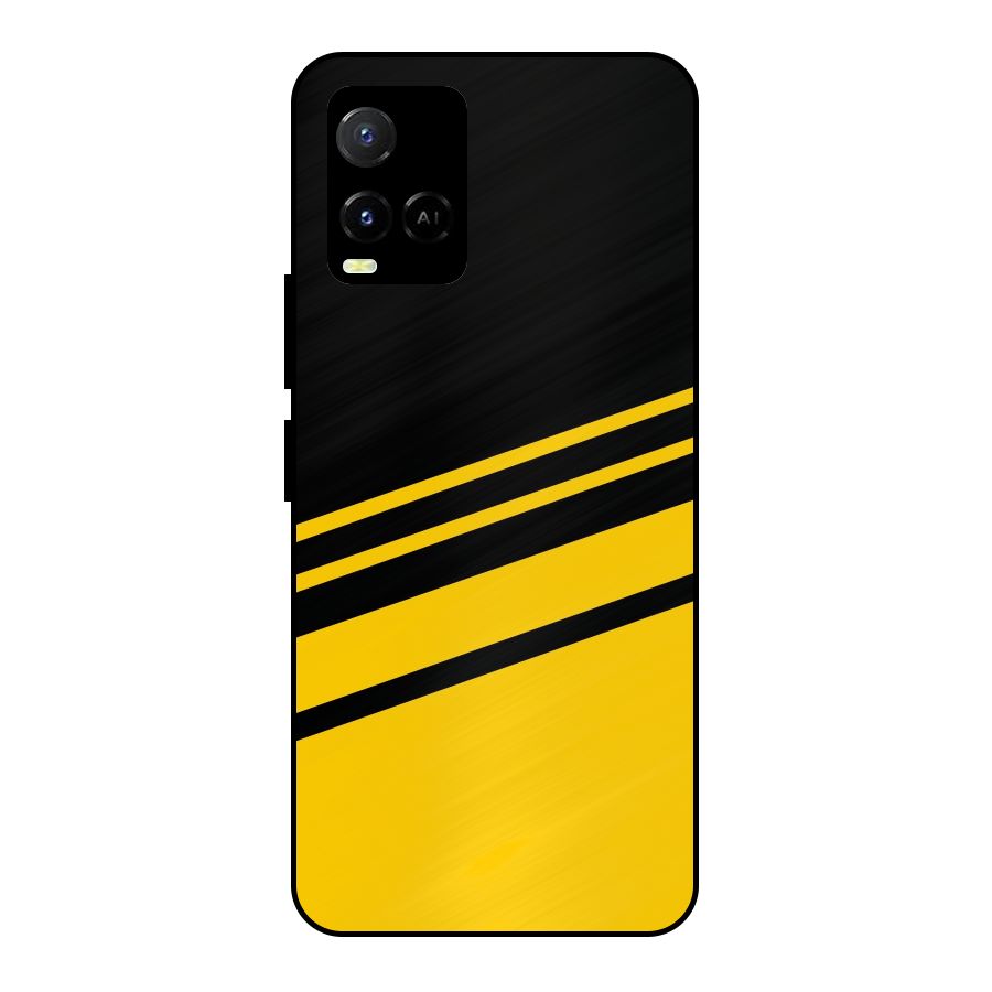 Slant Yellow Stripes Metal Back Case for Vivo Y21