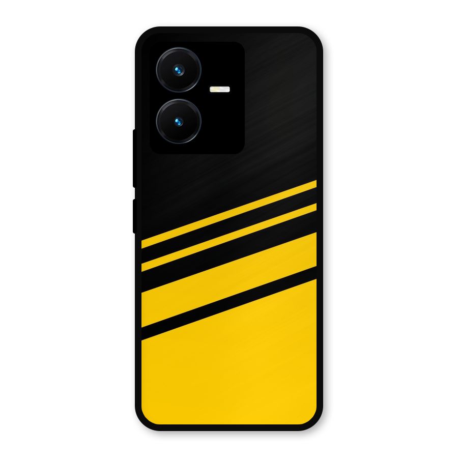 Slant Yellow Stripes Metal Back Case for Vivo Y22