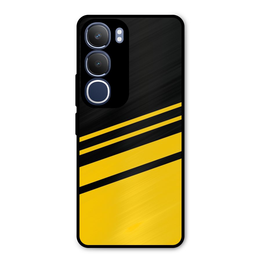 Slant Yellow Stripes Metal Back Case for Vivo Y29