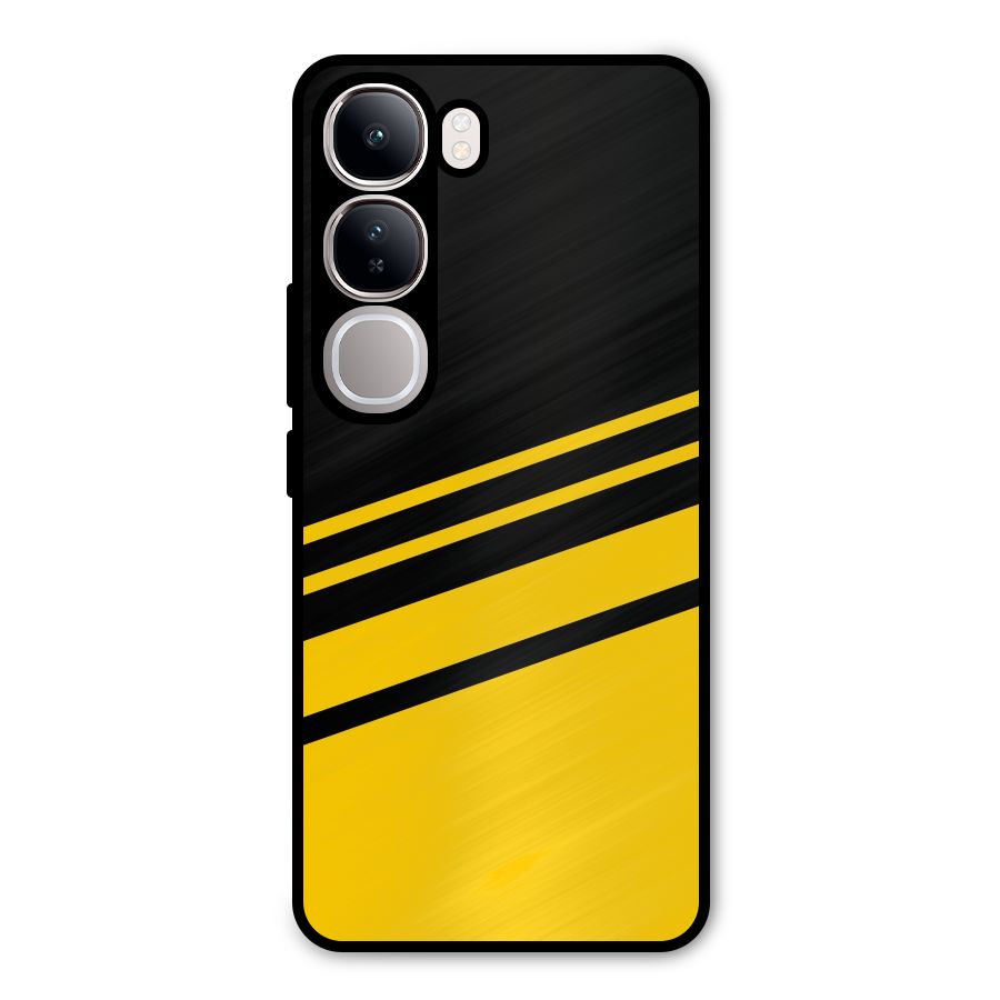 Slant Yellow Stripes Metal Back Case for Vivo Y300