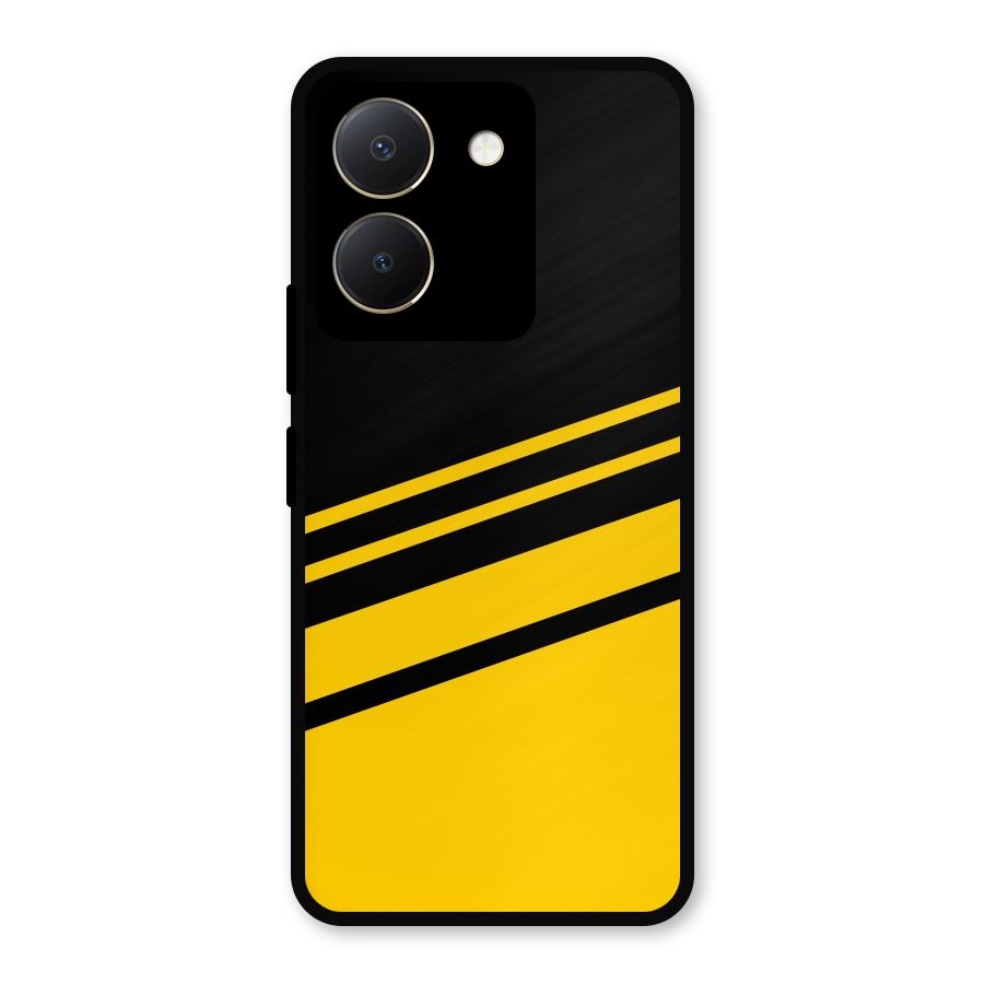 Slant Yellow Stripes Metal Back Case for Vivo Y36