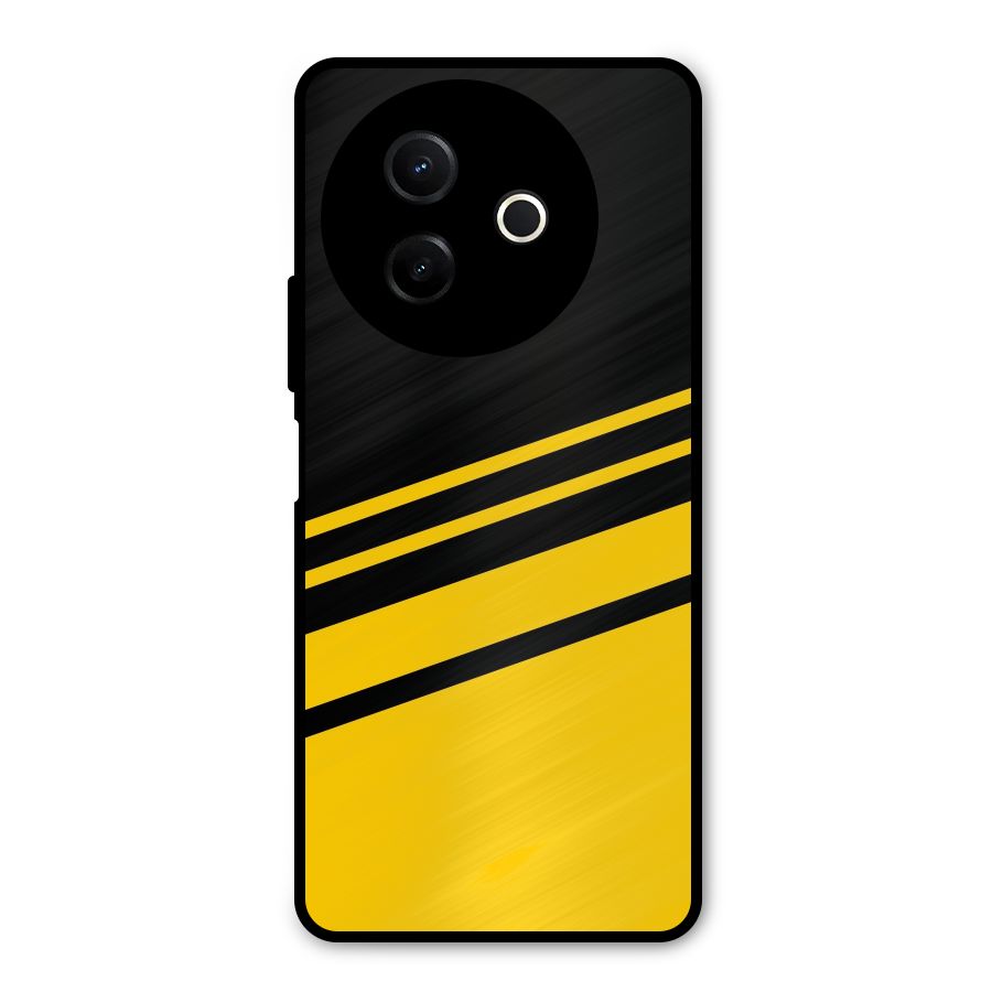 Slant Yellow Stripes Metal Back Case for Vivo Y39