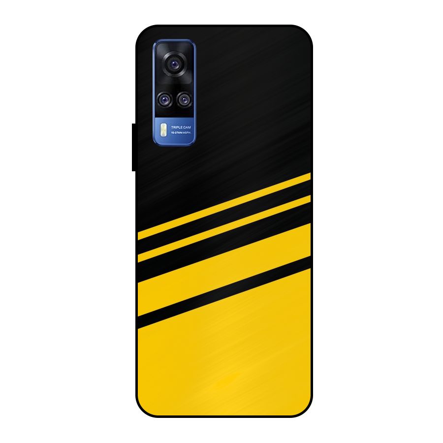 Slant Yellow Stripes Metal Back Case for Vivo Y51