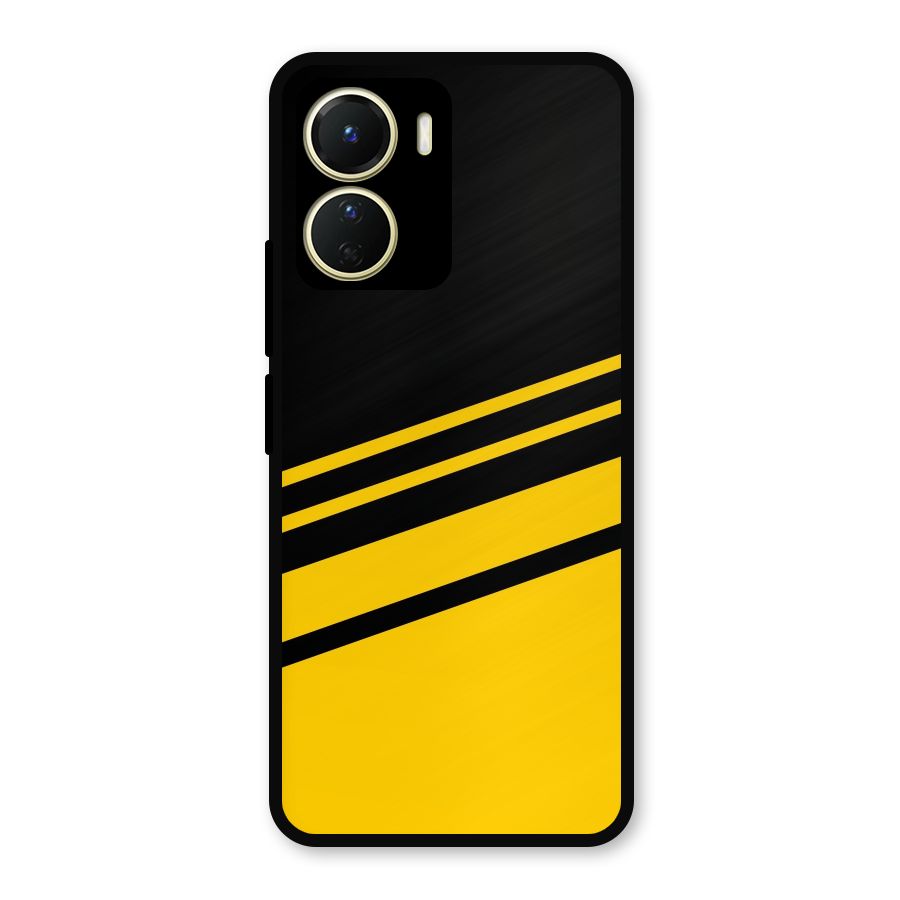 Slant Yellow Stripes Metal Back Case for Vivo Y56