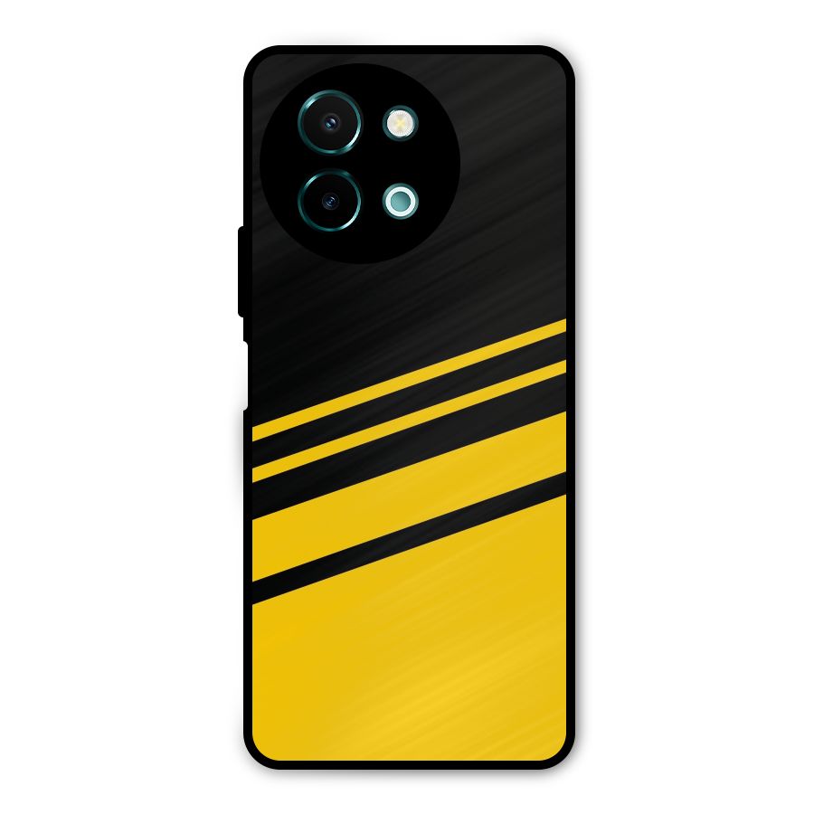 Slant Yellow Stripes Metal Back Case for Vivo Y58