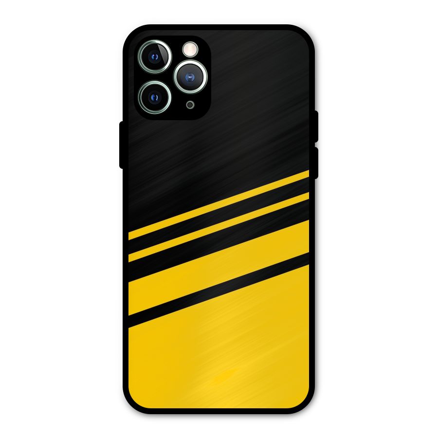 Slant Yellow Stripes Metal Back Case for iPhone 11 Pro Max