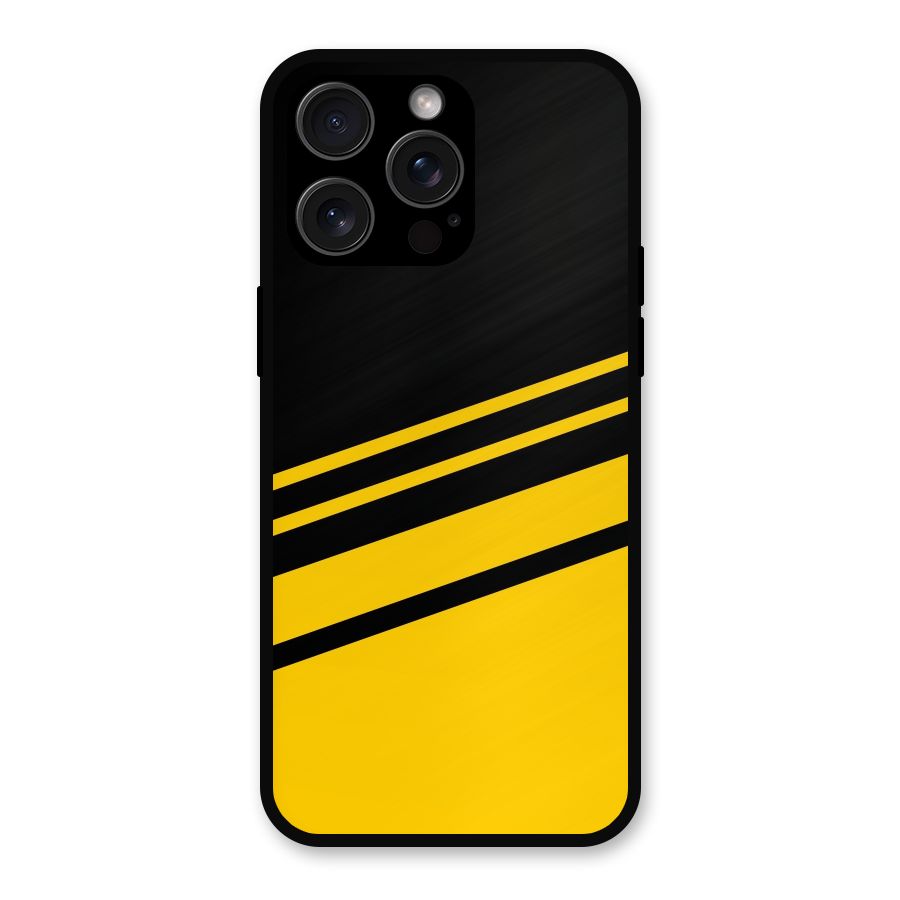 Slant Yellow Stripes Metal Back Case for iPhone 15 Pro Max
