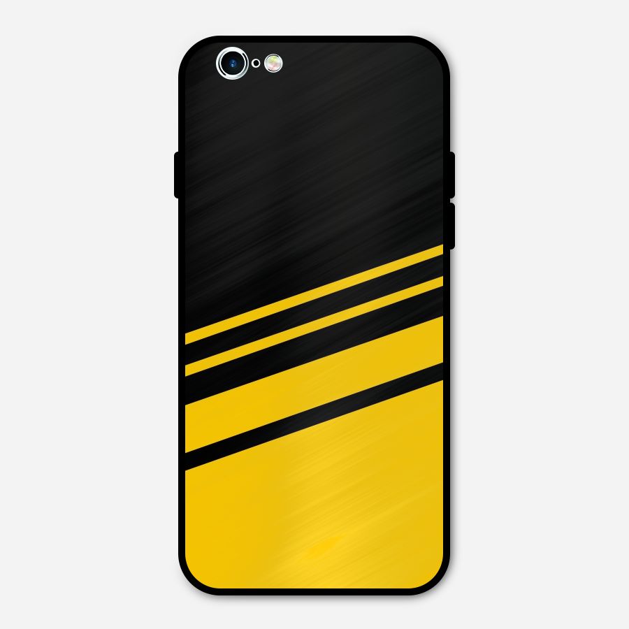 Slant Yellow Stripes Metal Back Case for iPhone 6 6s