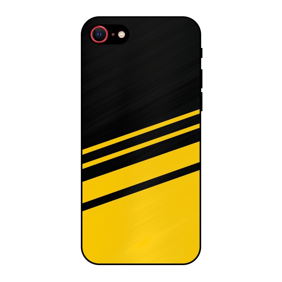 Slant Yellow Stripes Metal Back Case for iPhone 7