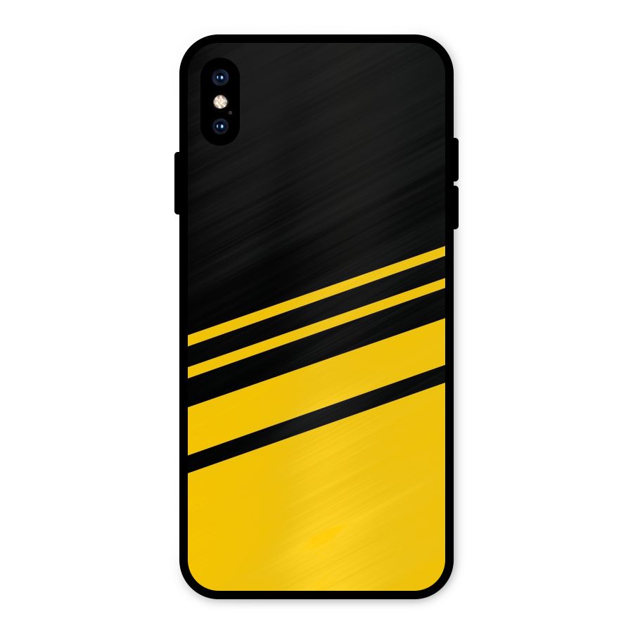 Slant Yellow Stripes Metal Back Case for iPhone XS Max