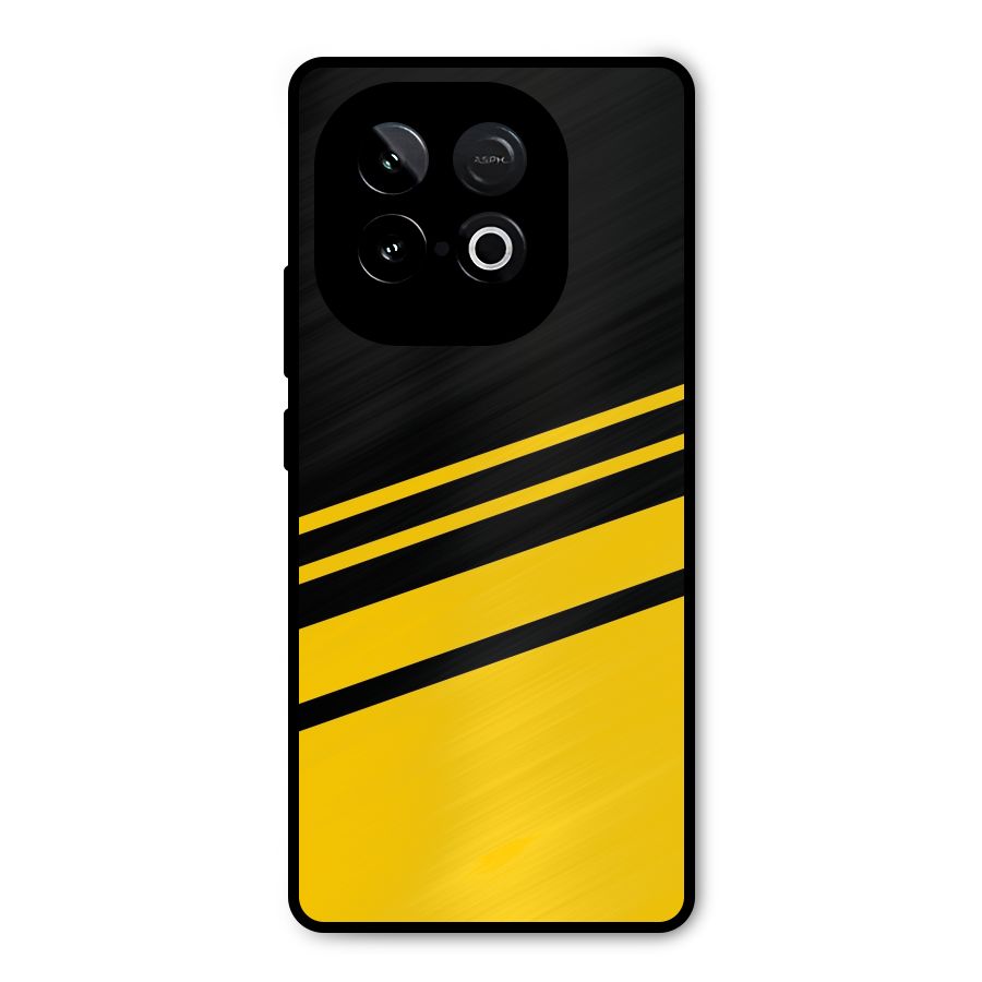 Slant Yellow Stripes Metal Back Case for iQOO Neo 10