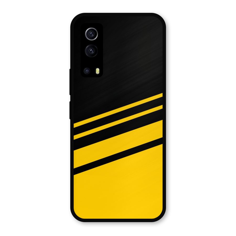 Slant Yellow Stripes Metal Back Case for iQOO Z3