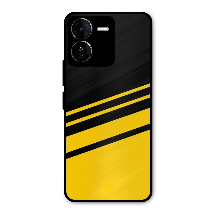 Slant Yellow Stripes Metal Back Case for iQOO Z9