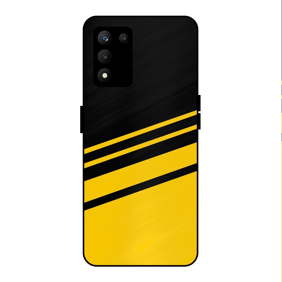 Slant Yellow Stripes Metal Back Case for realme 9 5G SE