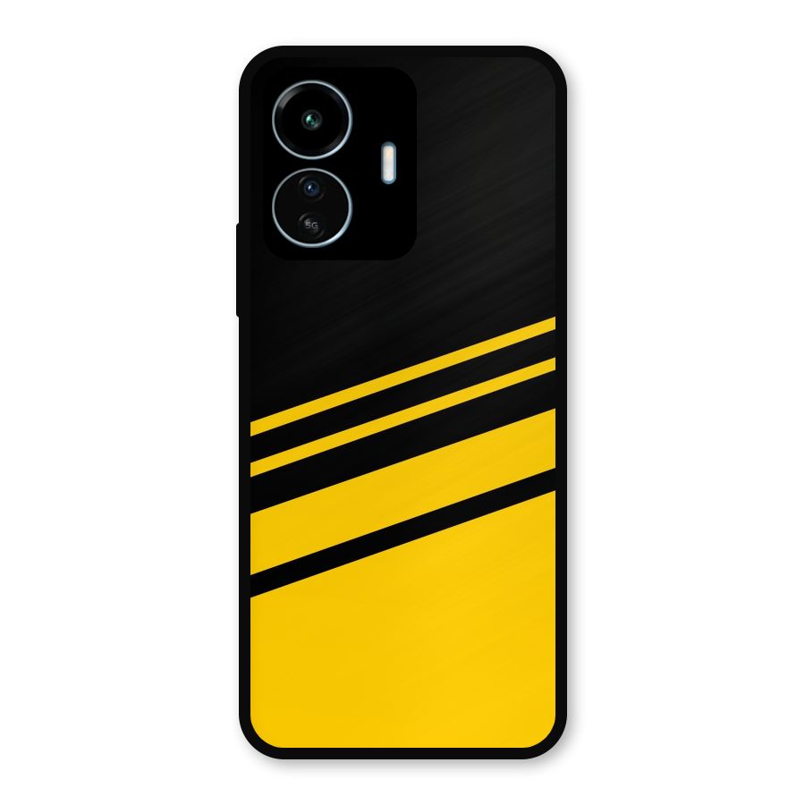 Slant Yellow Stripes Metal Back Case for vivo iQOO Z6 Lite 5G