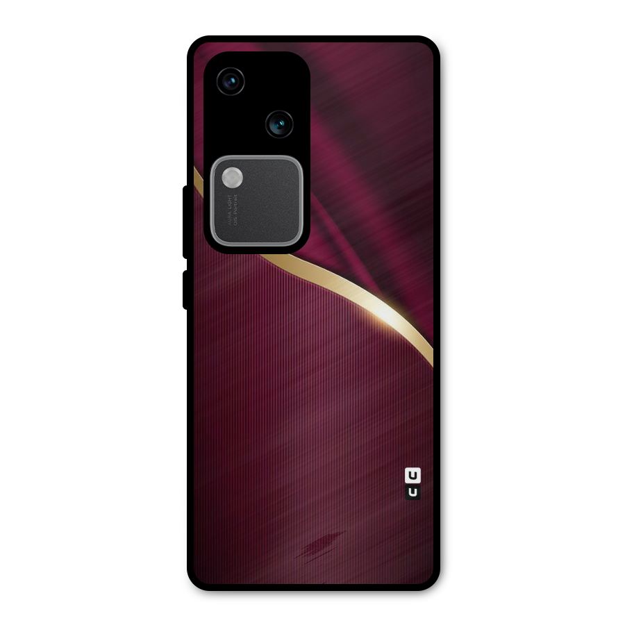 Smooth Maroon Metal Back Case for Vivo V30